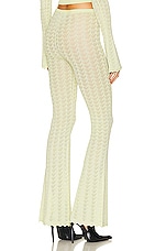 Alessandra Rich Lace Knit Flare Pants in Green, view 3, click to view large image.