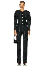 Alessandra Rich Lurex Pinstripe Trousers in Black &Gold, view 4, click to view large image.