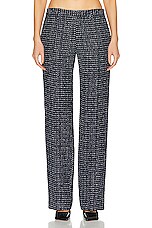 Alessandra Rich Sequin Checked Tweed Trouser in Dark Blue, view 1, click to view large image.