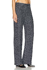 Alessandra Rich Sequin Checked Tweed Trouser in Dark Blue, view 2, click to view large image.