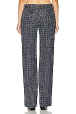 Alessandra Rich Sequin Checked Tweed Trouser in Dark Blue, view 3, click to view large image.