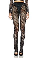 Alessandra Rich Stretch Lace Legging in Black, view 1, click to view large image.