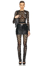 Alessandra Rich Stretch Lace Legging in Black, view 4, click to view large image.