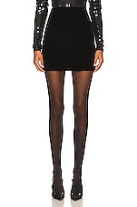 Alessandra Rich Velvet Mini Skirt in Black, view 1, click to view large image.