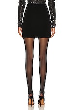 Alessandra Rich Velvet Mini Skirt in Black, view 3, click to view large image.