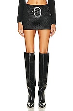 Alessandra Rich Pinstripe Mini Skirt in Black & Silver, view 1, click to view large image.