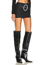 Alessandra Rich Pinstripe Mini Skirt in Black & Silver, view 2, click to view large image.