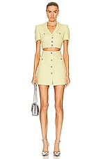 Alessandra Rich Tweed Mini Skirt in Yellow, view 4, click to view large image.