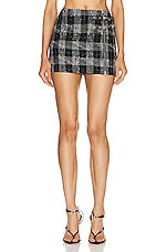 Alessandra Rich Low Waist Mini Skirt in Black, view 1, click to view large image.