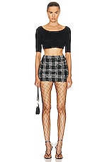 Alessandra Rich Low Waist Mini Skirt in Black, view 5, click to view large image.