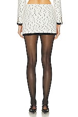 Alessandra Rich Tweed Boucle Mini Skirt in Ivory & Black, view 3, click to view large image.
