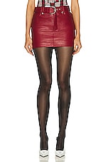 Alessandra Rich Croco Print Leather Mini Skirt in Red, view 1, click to view large image.