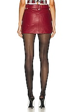 Alessandra Rich Croco Print Leather Mini Skirt in Red, view 3, click to view large image.