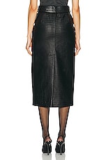 Alessandra Rich Croco Print Leather Midi Skirt in Black, view 3, click to view large image.