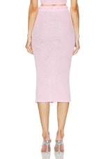 Alessandra Rich Sequin Midi Skirt in Pink, view 3, click to view large image.