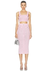 Alessandra Rich Sequin Midi Skirt in Pink, view 4, click to view large image.