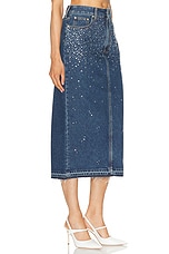 Alessandra Rich Denim Midi Skirt in Blue, view 2, click to view large image.