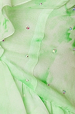 Alessandra Rich Silk Ruffle Top in Neon Green, view 4, click to view large image.