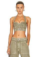ALESSANDRA RICH FAB3448F33171819 関税送料込 Alessandra Rich Buckle Halter Top in Green | FWRD
