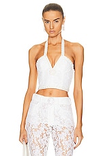 Alessandra Rich Lace Bustier Top in White, view 1, click to view large image.