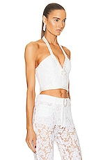 Alessandra Rich Lace Bustier Top in White, view 2, click to view large image.