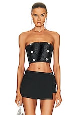 Alessandra Rich Pinstripe Bustier in Black & Silver, view 1, click to view large image.