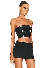 Alessandra Rich Pinstripe Bustier in Black & Silver, view 2, click to view large image.