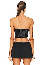 Alessandra Rich Pinstripe Bustier in Black & Silver, view 3, click to view large image.