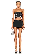 Alessandra Rich Pinstripe Bustier in Black & Silver, view 4, click to view large image.