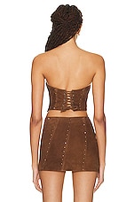 Alessandra Rich Asymmetric Top in Light Brown, view 4, click to view large image.