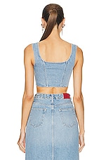 Alessandra Rich Denim Corset Top in Light Blue, view 3, click to view large image.