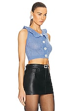Alessandra Rich Knitted Mohair Top in Light Blue, view 2, click to view large image.