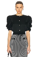 Alessandra Rich Envers Satin Blouse in Black, view 1, click to view large image.
