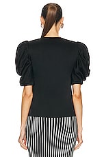 Alessandra Rich Envers Satin Blouse in Black, view 3, click to view large image.