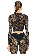 Alessandra Rich Stretch Lace Top in Black, view 4, click to view large image.