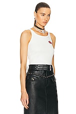 Alessandra Rich Ribbed Jersey Tank Top in Ecru, view 2, click to view large image.