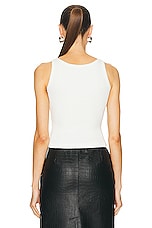 Alessandra Rich Ribbed Jersey Tank Top in Ecru, view 3, click to view large image.