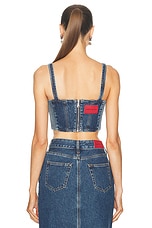 Alessandra Rich Denim Bustier Top in Blue, view 3, click to view large image.