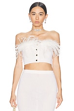 Alessandra Rich Strapless Cropped Top in White, view 1, click to view large image.
