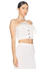 Alessandra Rich Strapless Cropped Top in White, view 2, click to view large image.