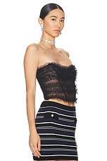 Alessandra Rich Ruched Tulle Bustier Top in Black, view 2, click to view large image.