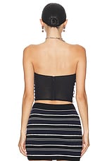 Alessandra Rich Ruched Tulle Bustier Top in Black, view 3, click to view large image.