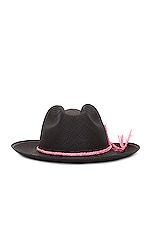 Artesano Provins Hat in Black & Pale Magenta Toquilla Cord, view 1, click to view large image.