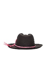 Artesano Provins Hat in Black & Pale Magenta Toquilla Cord, view 3, click to view large image.