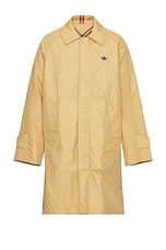 adidas by Wales Bonner Reversible Mac Coat in Beige & Check, view 1, click to view large image.