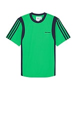 adidas by Wales Bonner Football T-shirt in Vivid Green, view 1, click to view large image.