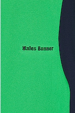 adidas by Wales Bonner Football T-shirt in Vivid Green, view 3, click to view large image.
