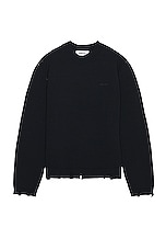 Ambush Felted Knit Regular Crewneck in Navy, view 1, click to view large image.