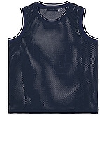 Ambush &quot;34&quot; Mesh Tank Top in Insignia Blue & Russet Brown, view 2, click to view large image.