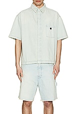 Ambush Boxy Fit Short Sleeve Denim Shirt in Light Blue, view 4, click to view large image.
